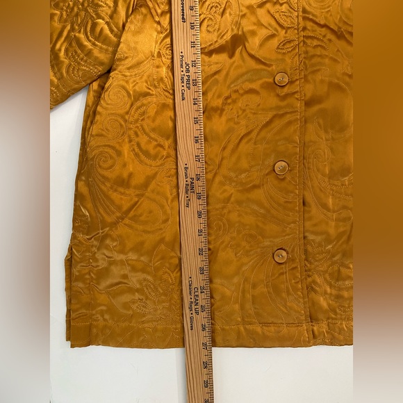 Classic Elements 80s Gold Satin Quilted Jacket mandarin collar women’s size L - Picture 3 of 11